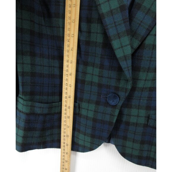 VINTAGE Pendleton Blazer 10 Blue Virgin Wool Watch Tartan Plaid * - Picture 4 of 11